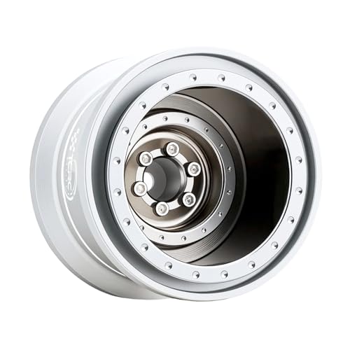 TCRC 4PCS Aluminum TRX4MT Beadlock Wheels Hubs for TRX-4MT F-150 K10 1/18 Scale Monster Truck,Chrome