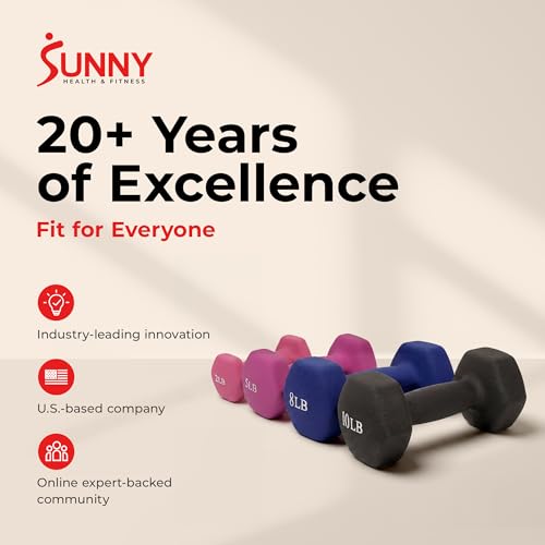 Sunny Health & Fitness Neoprene Hex Dumbbell Pair for Home Gym, 2 lb Pair - image 9