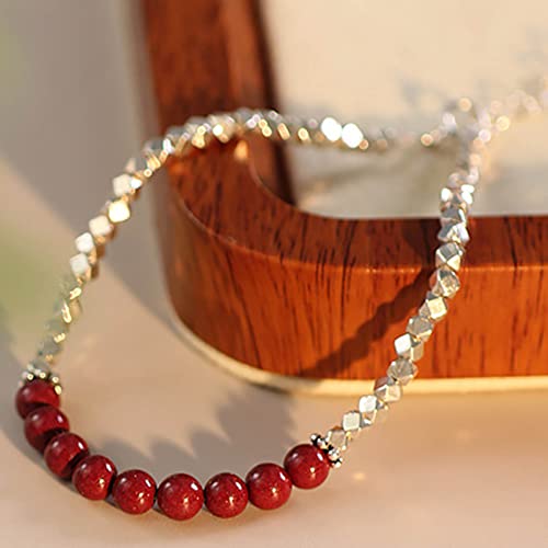 Porte-bonheur Feng Shui en argent et cinabre, le bracelet femme pour la fortune