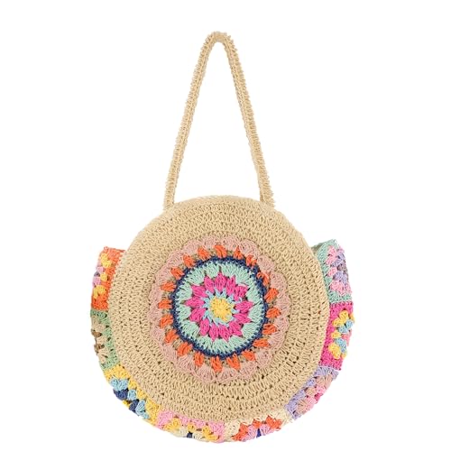 Bolso playero grande tejido floral para mujer miniatura 1