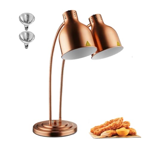 Dual Heads Food Heat Lamp with 500w Bulb Food Warmer