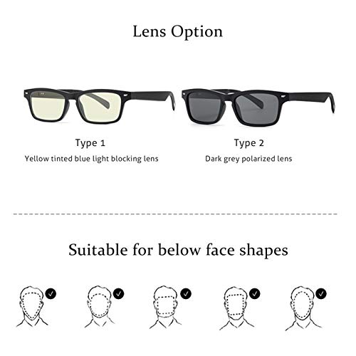 Moniel Óculos de áudio inteligente sem fio BT Óculos de música Música e viva-voz para chamadas com a