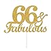 66 & Fabulous Cake Toppers Gold Glitter, Happy 66th Birthday Cake Topper Cheers to 66 Years Old Bday Decoration, Sixty-six and Fabulous Cake Decorations for 66th Birthday Anniversary Party