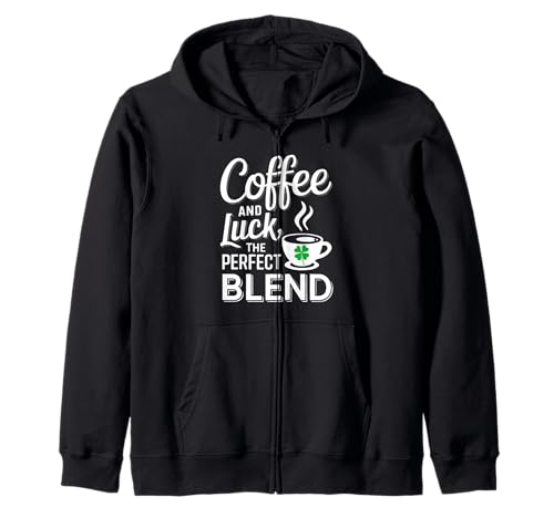 Café y suerte Día de San Patricio Shamrock Four Leaf Brew Sudadera con Capucha