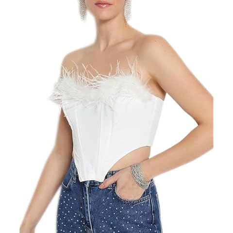 TOPMELON Furry Bustier Crop Top Cover