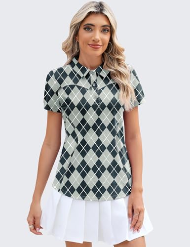 Image of TFSDOD Womens Golf Polo Shirts Collared Short Sleeve T Shirt Lightweight Moisture Wicking Polo Casual 3 Buttons Outfits