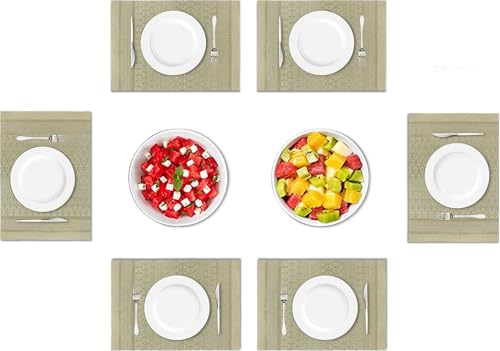 Image of Amazon Brand - Umi PVC Vinyl Diamond Design Placemat ST0769TH - Heat Resistant, Wipe Clean, Anti-Skid Table Mats for Dining Table, KitchenHome Decor (30x45 CM Gold Set of 6)