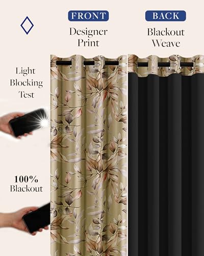 Image of Cloth Fusion Printed 100% Blackout Door Curtains 7 Feet Long Set of 2
