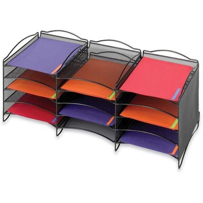 Onyx Steel Mesh Lliterature Sorter, 12 Compartments, Black by SAFCO (Catalog Category: Paper, Pens & Desk Supplies / Desk Accessories)