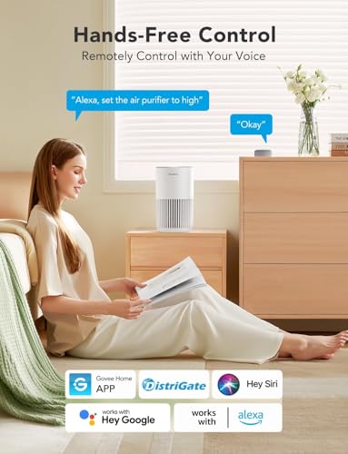 GoveeLife Mini Air Purifier for Bedroom, HEPA Smart Filter Air Purifier with App Alexa Control for Pet Hair, Odors, Pollen, Smoke, Portable Air Cleaner with 3 Speeds, 2 Modes, Timer, Aroma for Home - Image 3