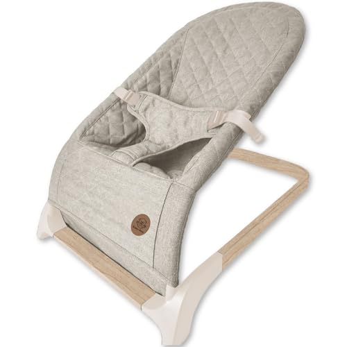 Bubba Bear Baby Bouncer Foldable Rocking Chair with Seat Newborn to Toddler 0+ Months (Beige)