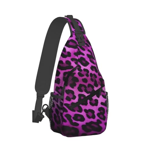 Mochila tipo sling estilo púrpura leopardo para exteriores