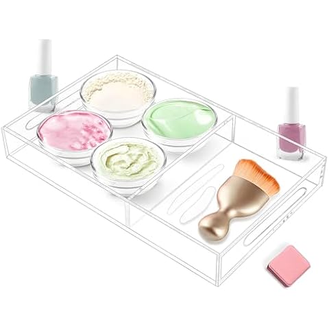 Multipurpose Acrylic Tray Set, 10X6.1X1.3inches Pedicure Tray, SPA Tray,Foot Care, Foot SPA, Tray Set Includes 4 Acrylic Bowls, Brush and Small Scraper Spoon Cover