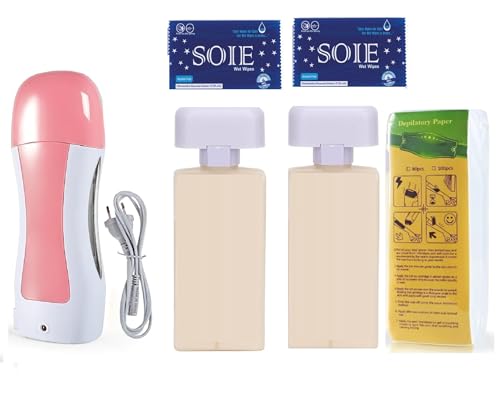 Image of Hair Removal Wax Kit Wax Heater Machine Roll on Hair Removal Wax Kit Wax Heater machine,Refill Cartridge Strips With Wipes Waxing kit for Women Waxkit (wax Roller Heater Machine Combo) (13)
