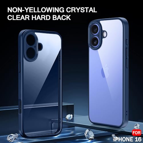 Image of TheGiftKart Ultra-Hybrid Crystal Clear Back Cover Case for iPhone 16 | Slim Fit Shockproof Design | Camera Protection Bump | Transparent Back Cover Case for iPhone 16 (PC & TPU, Blue Bumper)