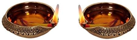 phareLamp Presents Handmade Indian Puja Brass Oil Lamp Deepak Engraved Design Diya - 3 Inch (Set of 4) (Height: 1.2 Inch) #A093