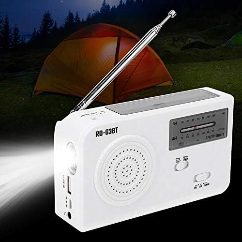 Vista 3 de Radio FM solar portátil, linterna LED de emergencia multifuncional de 3 vías, radio FMAM y cargador de teléfono celular, perfecto para exteriores