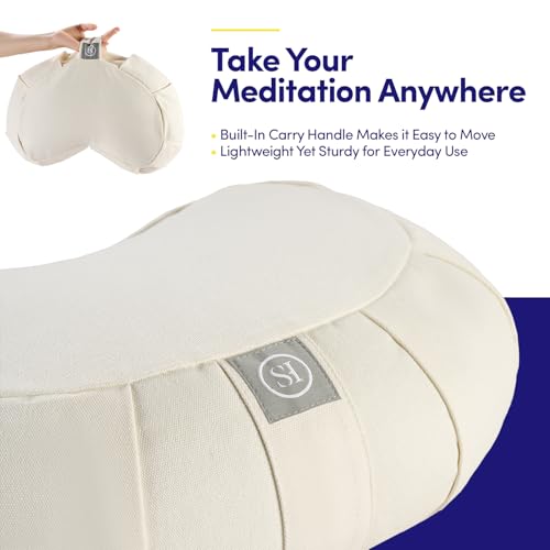 Meditation Cushion Bolster Pillow for Restorative Yoga – Supportive Cushion for Meditation, Pilates, and Relaxation – Filled with Buckwheat Hulls - Removable Cover - Image 6