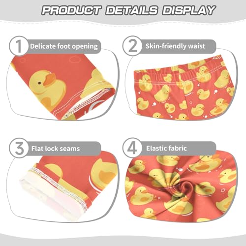 KLL Children Cute Yellow Rubber Ducks Little Girls Athletic Leggings Fashion High Waisted Pants Gym3