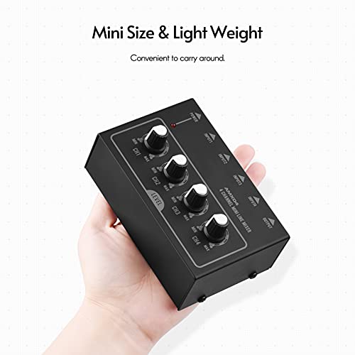 AMX04 Ultra-compacto 4 Canais de Áudio Estéreo Mixer de Som Baixo Ruído para Gravação de Estúdio em