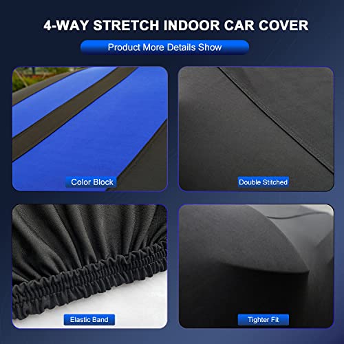 Image of Kayme Stretch Indoor Car Cover Dustproof Breathable, Elastic Full Exterior Covers at Garage, Auto Shows, Universal Fit Chevrolet Camaro, Honda Accord, Ford Mustang, Cadillac CT5 (188-194inch).