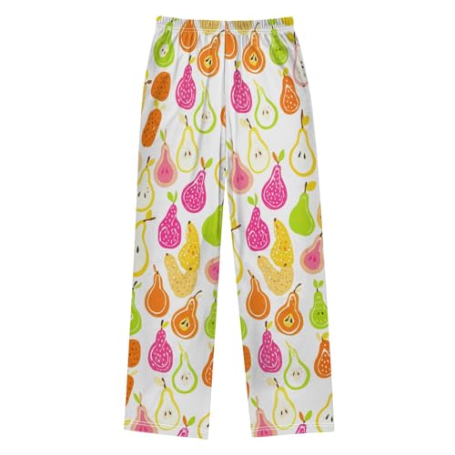 J JOYSAY Colorful Pears Grouping White Pajamas Pants Soft Long Pajama Bottoms Lounge Sleep Pants Size S-XL2