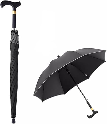 Paraguas de caña para caminar al aire libre, antideslizante ciudad-Safewalking a prueba de viento, paraguas de muleta multifunción turismo hombres