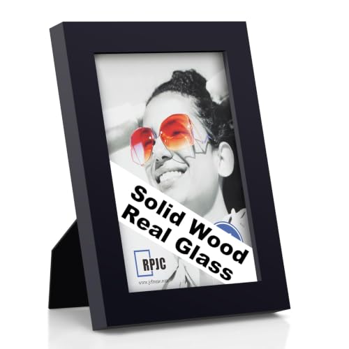 RPJC 5x7 Picture Frames Made of Solid Wood High Definition Glass for Table Top Display and Wall Mounting Photo Frame Black