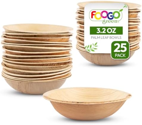 25 Ciotole Monouso In Foglia Di Palma - 15cm, 300ml, Biodegradabili Per Dessert E Insalate