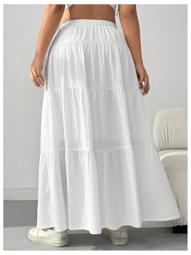 Image of Verdusa Women's Long Maxi Skirt Boho Flowy Flared Ruffle Skirts 2026 Beach Vacation Summer Going Out Outfits