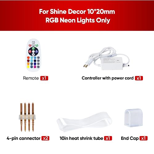 Shine Decor Controller With Remote, Power Supply For 10Mm W X 20Mm H Led Rgb Neon Rope Lights Only #TOP4