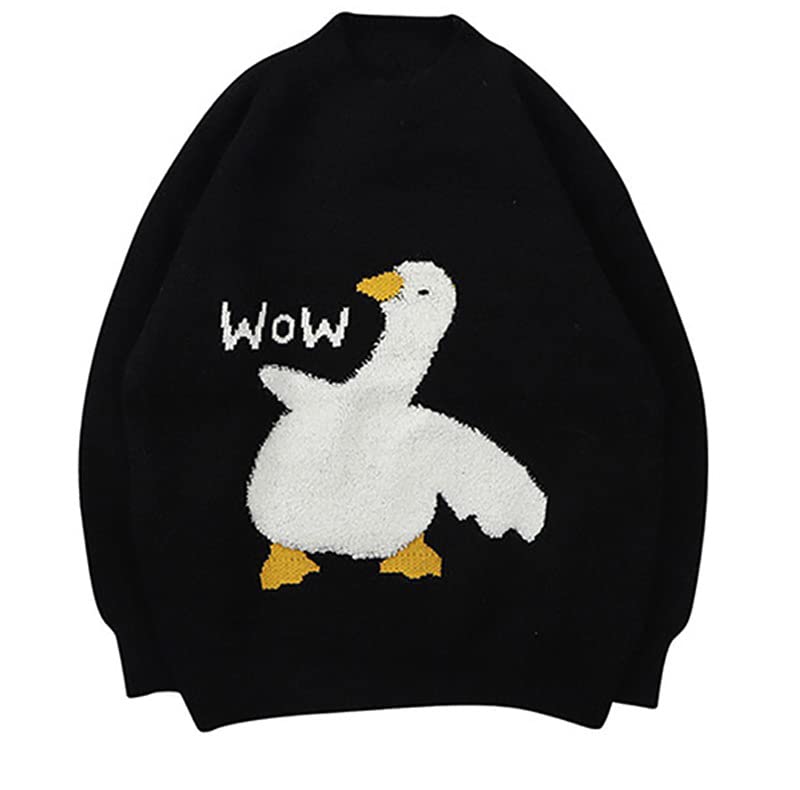 Y2K Hip Hop Oversized Sweater Fairy Grunge Duckling Knitted Pullover Gothic Tops Aesthetic Punk Goth Clothes