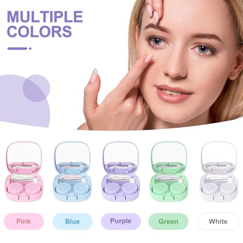 image for KAOPET 5 Pack Contact Lens Cases, Contact Travel Case Kit with Mirror,
