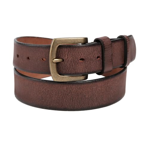 Jack&Chris Genuine Leather Dress Belt for Men 37mm Classic Buckle Casual Belt for Jeans