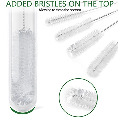 Ciaraq Bottle Cleaning Brushes, 9.8 Inch Nylon Tube Brush Set, Cleaner For Narrow Neck Bottles Cups With Hook, Set Of 10Pcs. White #TOP2