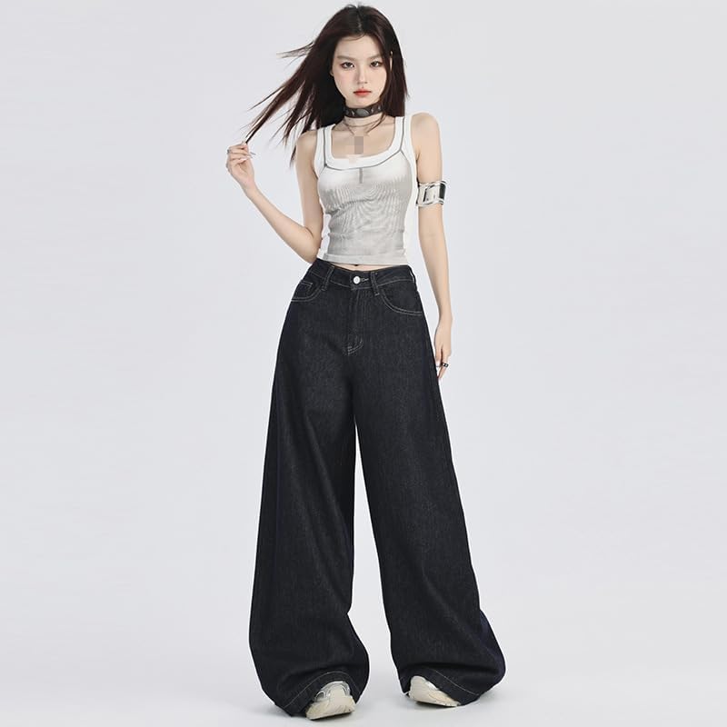 American High-Waisted Wide-Leg Loose Straight-Leg Pants for Women