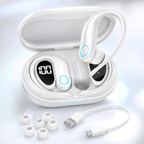 Fone de Ouvido Sem Fio Bluetooth Branco com Estojo de Recarga, Design Ergonômico, Som Estéreo, Compacto, Confortável e Ideal para Música, Chamadas e Uso Diário