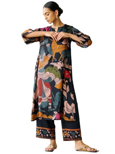 Image of ANNI Designer Women's Rayon Viscose Straight Printed Kurta with Palazzo
