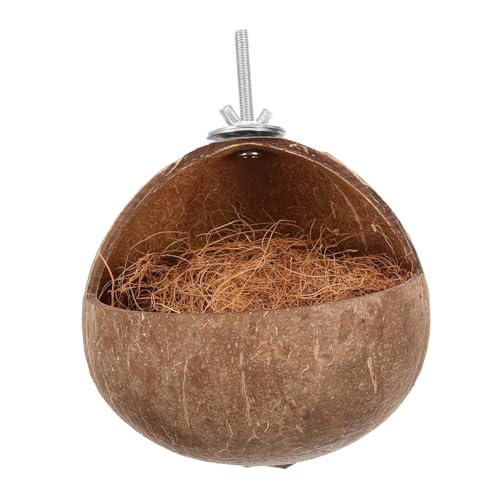 Abaodam Coconut Shell Bird Nest for Parrots Natural Breeding House Decorative Cage Accessory Coconut Material for Parrots Hamsters and Birds Activity