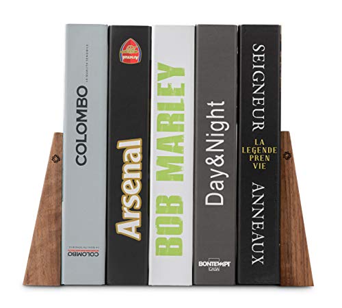 TILISMA - Serre-Livres en Bois Faits à la Main - Serre-Livres décoratifs pour étagères - Porte-Livres Robustes pour Les Livres Lourds - Noyer - Image 3