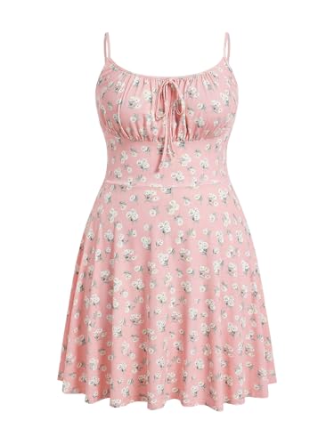 Image of Verdusa Women's Plus Size Floral Summer Dresses Boho Short Sundress Holiday Cami Flowy Dress