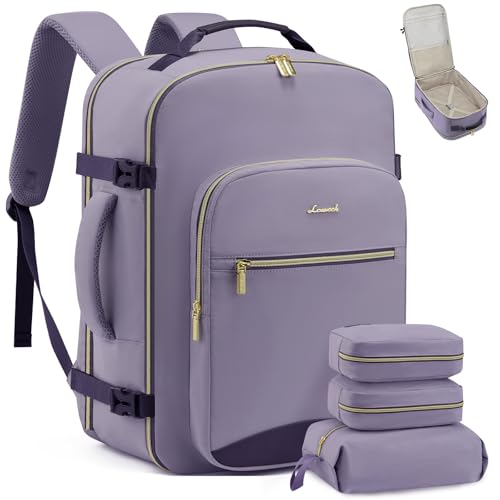 Image of LOVEVOOK 50L Travel Backpack Flight Approved Carry on Backpack,3 Packing Cubes,Waterproof Personal Item Travel Bag,TSA Carry on Luggage Suitcase Travel Essentials,Gifts for Women & Men,fits 18 inch Laptop