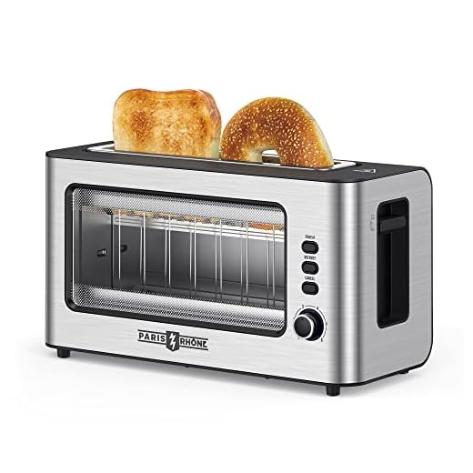 Tostadora de acero inoxidable, con ventana de fácil visualización, ranura extra larga y ancha, funciones bagel, descongelación, 6 niveles de dorado, apagado automático, tostadora de 2 rebanadas