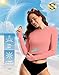 Soothfeel Rash Guard for Women Long Sleeve Crop UPF 50+ Sun Protection Swim Shirts Quick Dry Bathing Suits Swimsuit Tops Only Coral S
