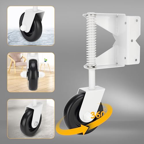 Image of Heavy Duty Gate Wheel for Wooden Gate, Spring Loaded Gate Caster Wheel, Farm Gate Wheel with 220 Lbs Capacity, 360 Swivel, for Left&Right Gate
