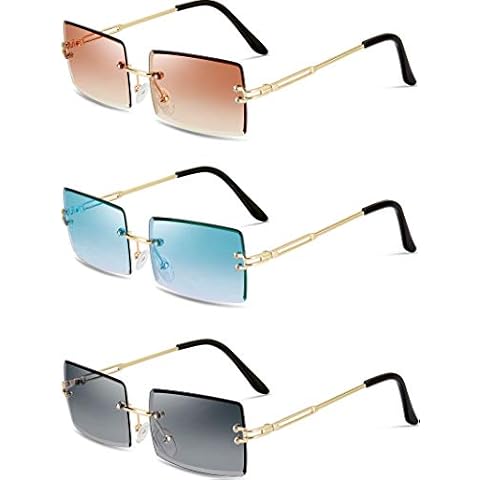 Weewooday 3 Pairs Rimless Rectangle Sunglasses Cover