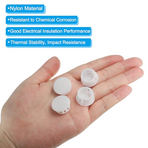 Image of PATIKIL Hole Plugs Plastic, 100 Pcs 16mm(5 /8 inch) Screw Bumper Hole Plug Flush Snap Type Round Hole Cover Caps for Round Holes Cabinet Furniture Kitchen, White