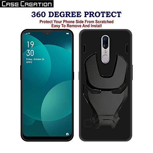 Image of COVERLY Official 3D Touch Feel Trending Avengers Logo Mask Soft Rugged Grip Silicone Iron Man Super Power Cartoon Movie Engraved Silicone Matte Back Cover for Oppo F11 -HD Black Avenger