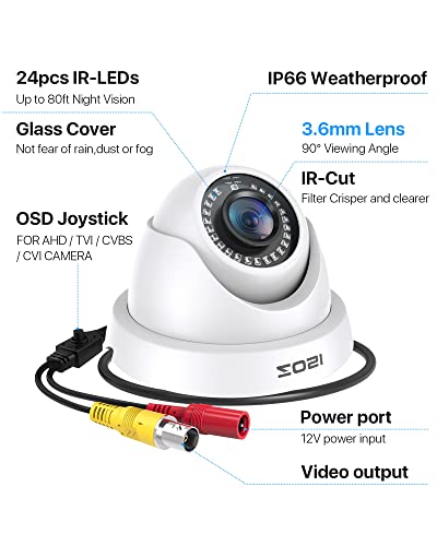Zosi 1AC-4282C-WS-N-R 2Mp 1080P Hd Security Dome Camera Outdoor Indoor, Ip66 Weatherproof Surveillance Cctv Camera thumb #9