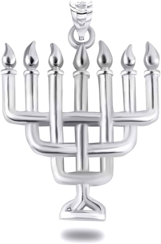 Claddagh Gold Two Tone Jewish Menorah Pendant Necklace Fine Real Solid 925 Sterling Silver